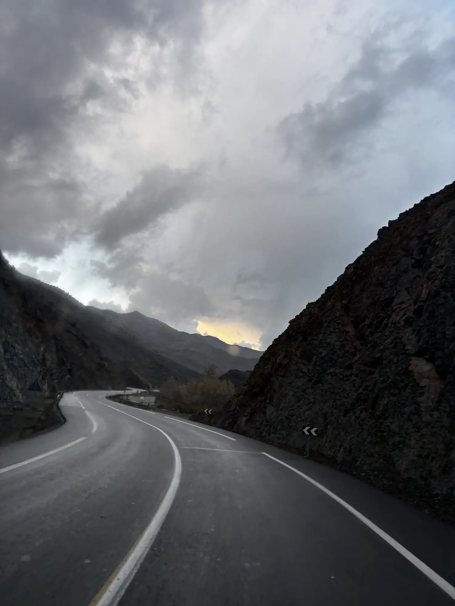 A quiet curving road through the Atlas Mountains in Morocco