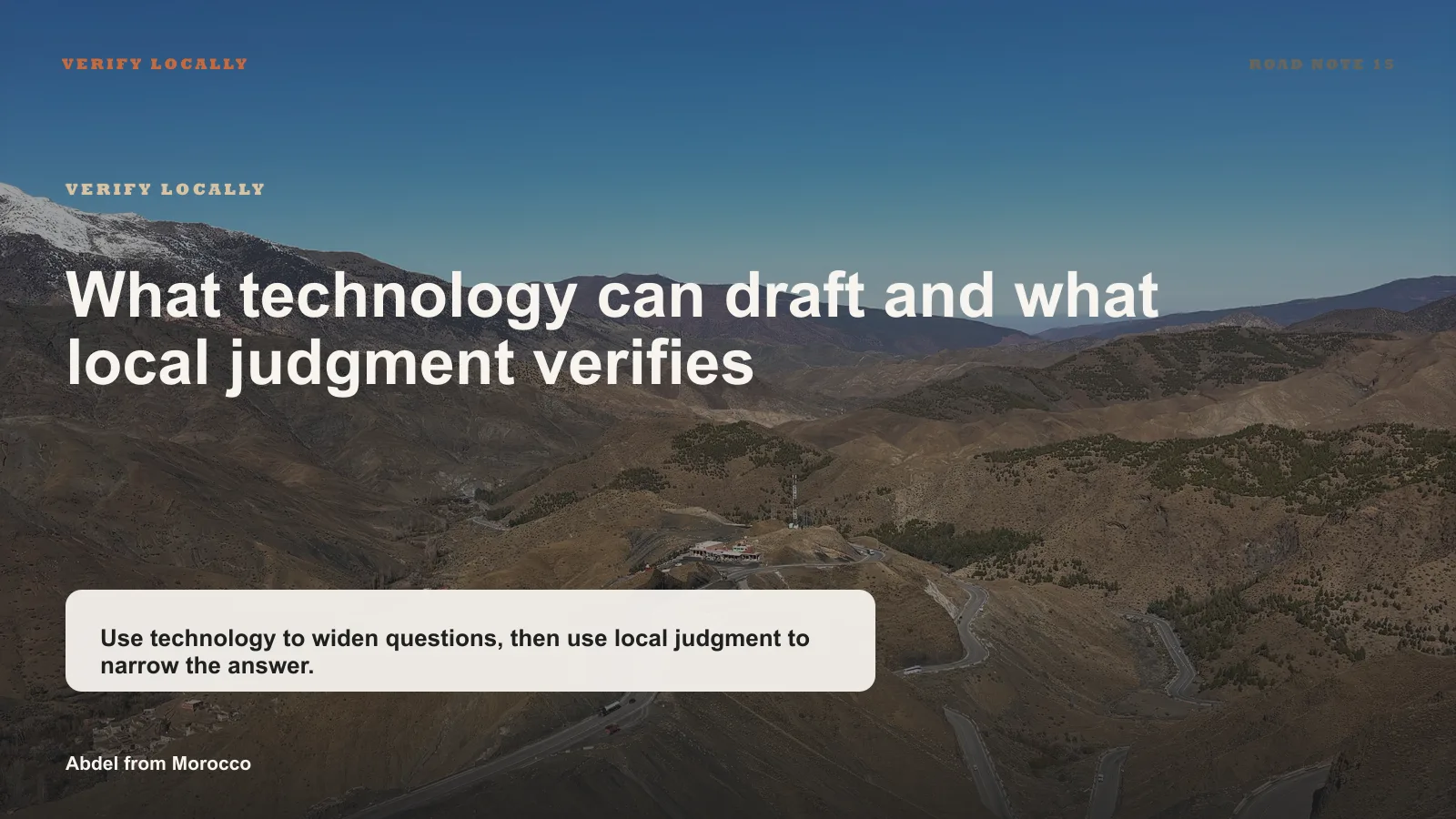 Infographic comparing what AI can draft with what local Morocco expertise must verify.